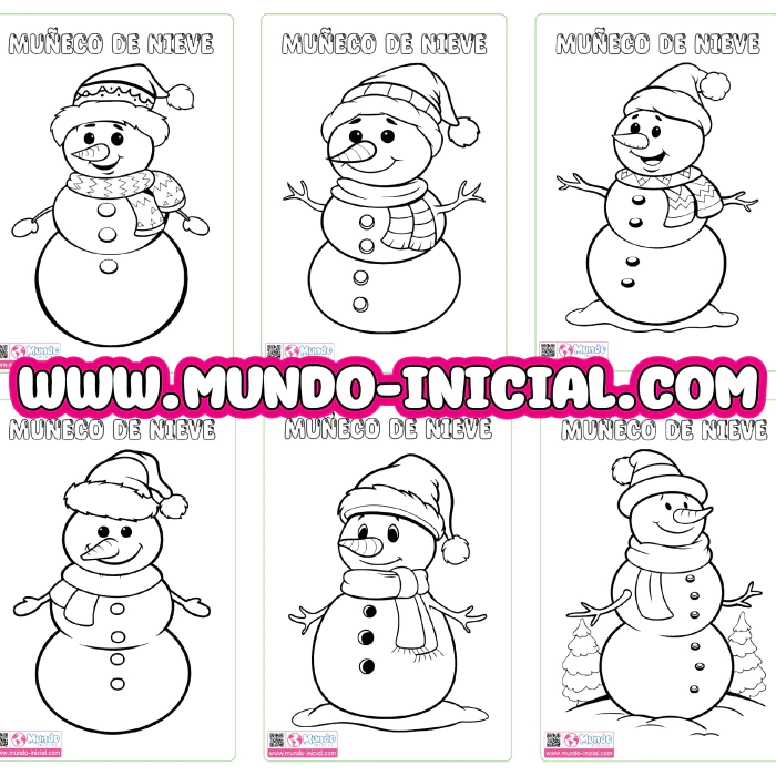 Muñecos de nieve navideño para colorear